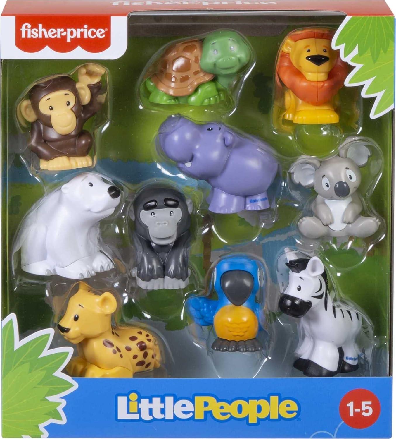 imageFisherPrice Little People Animal Figure Set 10 Piece Wild Animal Figure Pack for Toddlers and Preschool Kids Ages 1 to 5 Years Old Amazon Exclusive