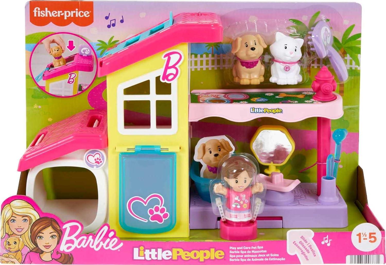 imageFisherPrice Little People Barbie Toddler Toy Play and Care Pet Spa Playset with Music ampamp Sounds for Pretend Play Kids Ages 18 Months