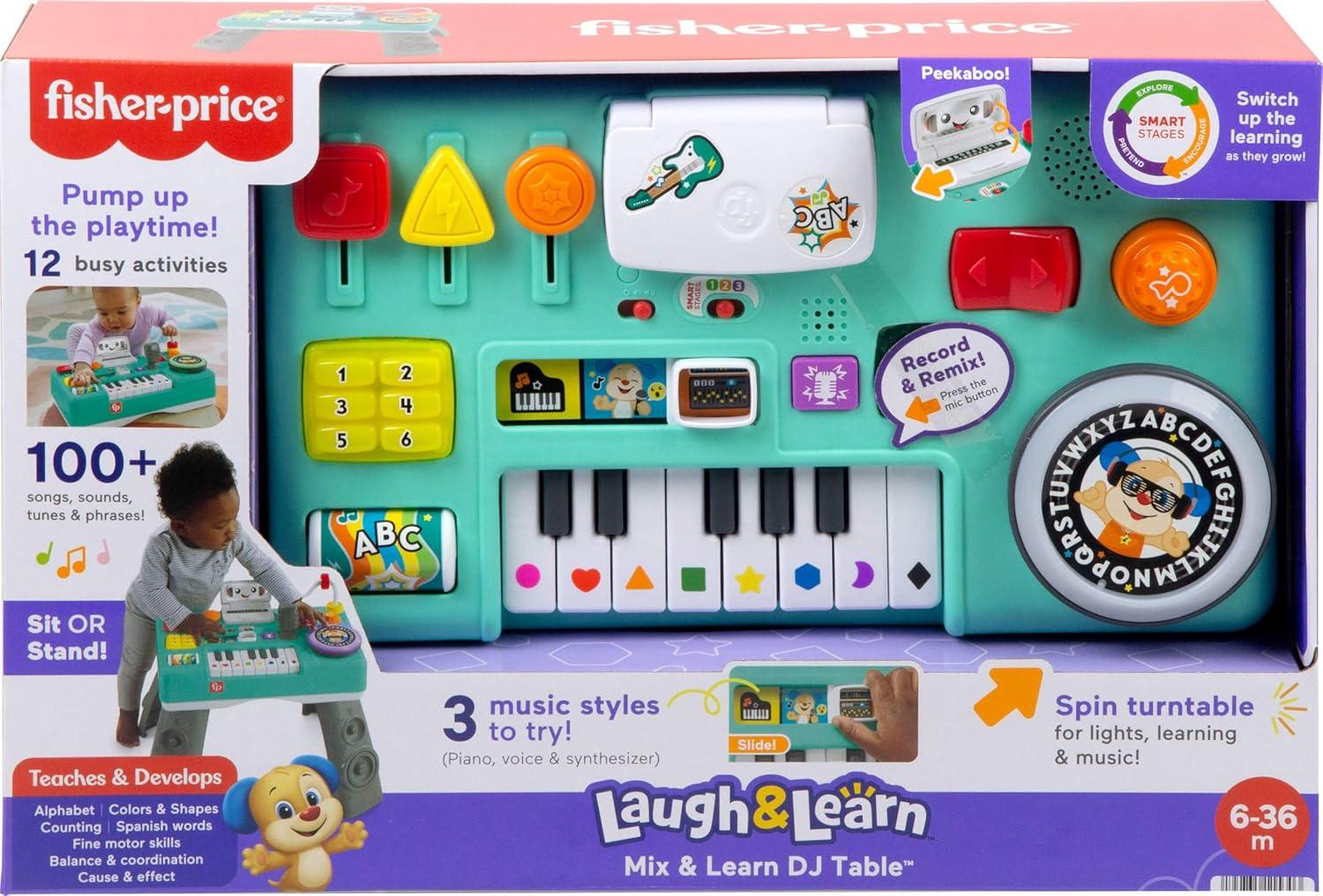 imageFisherPrice Baby ampamp Toddler Toy Laugh ampamp Learn DJ Table Musical Activity for Educational Play Pink Infants Ages 6 MonthsBlue
