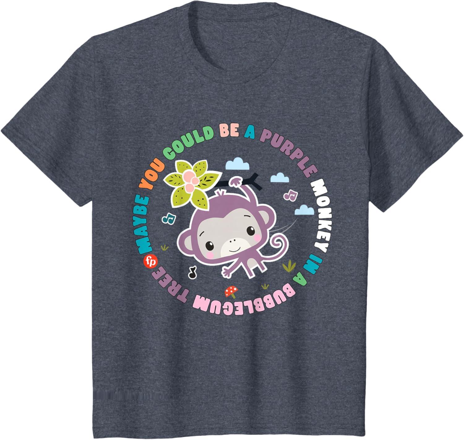 imageFisherPrice Purple Monkey Hanging Purple Monkey TShirtHeather Blue