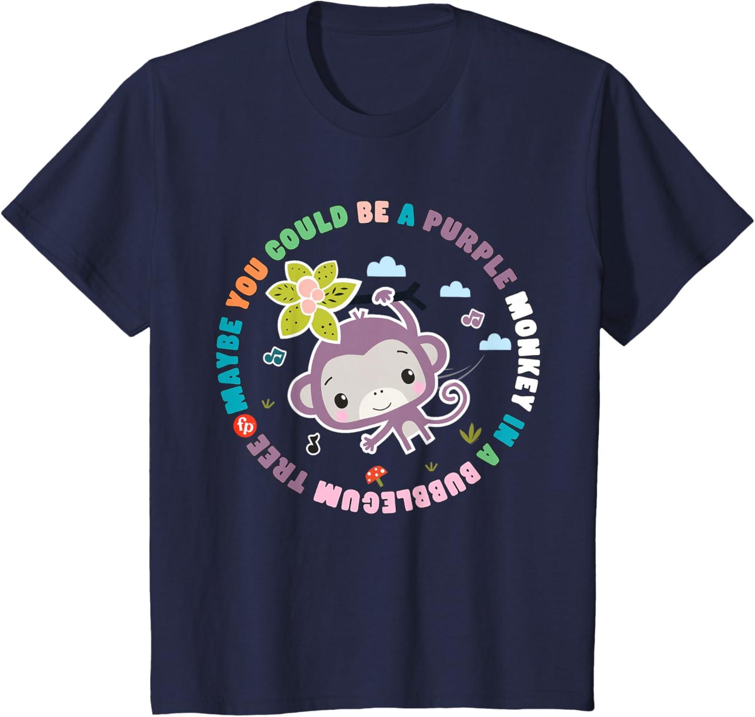 imageFisherPrice Purple Monkey Hanging Purple Monkey TShirtNavy Blue