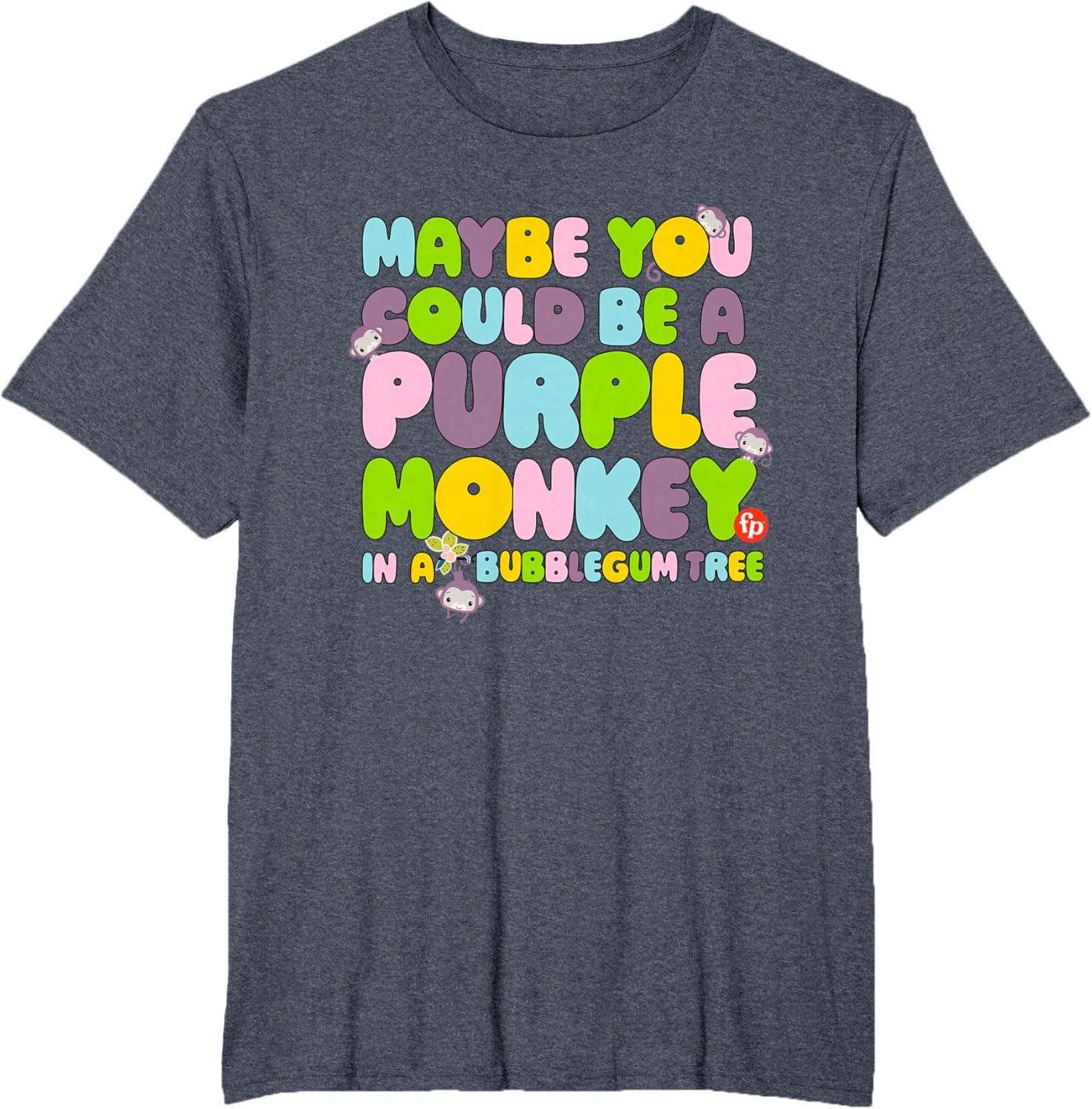 imageFisherPrice Purple Monkey Maybe You Could Be TShirtHeather Blue