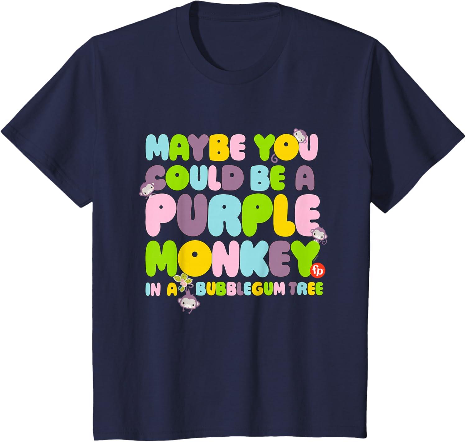 imageFisherPrice Purple Monkey Maybe You Could Be TShirtNavy Blue