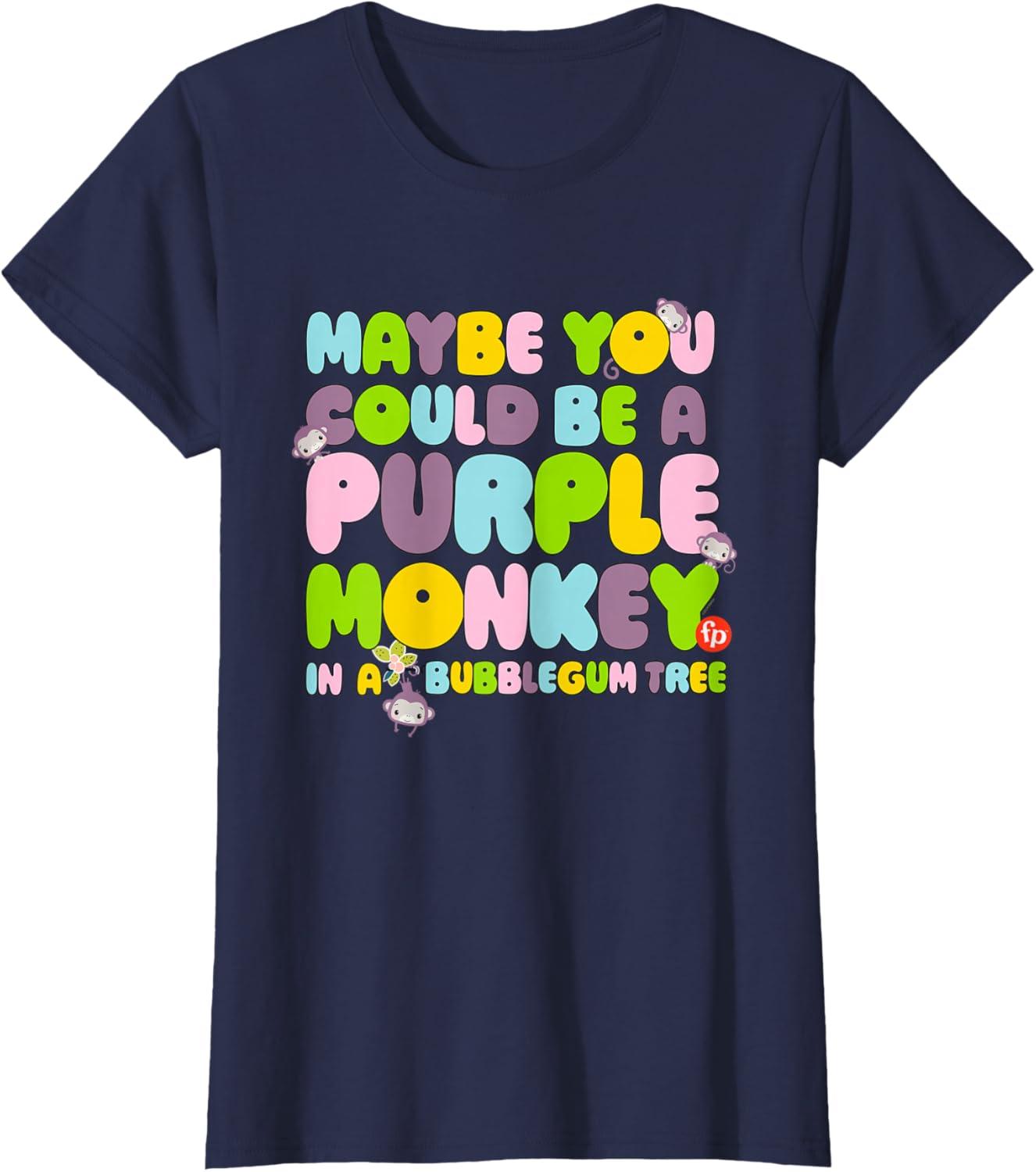 imageFisherPrice Purple Monkey Maybe You Could Be TShirtNavy Blue
