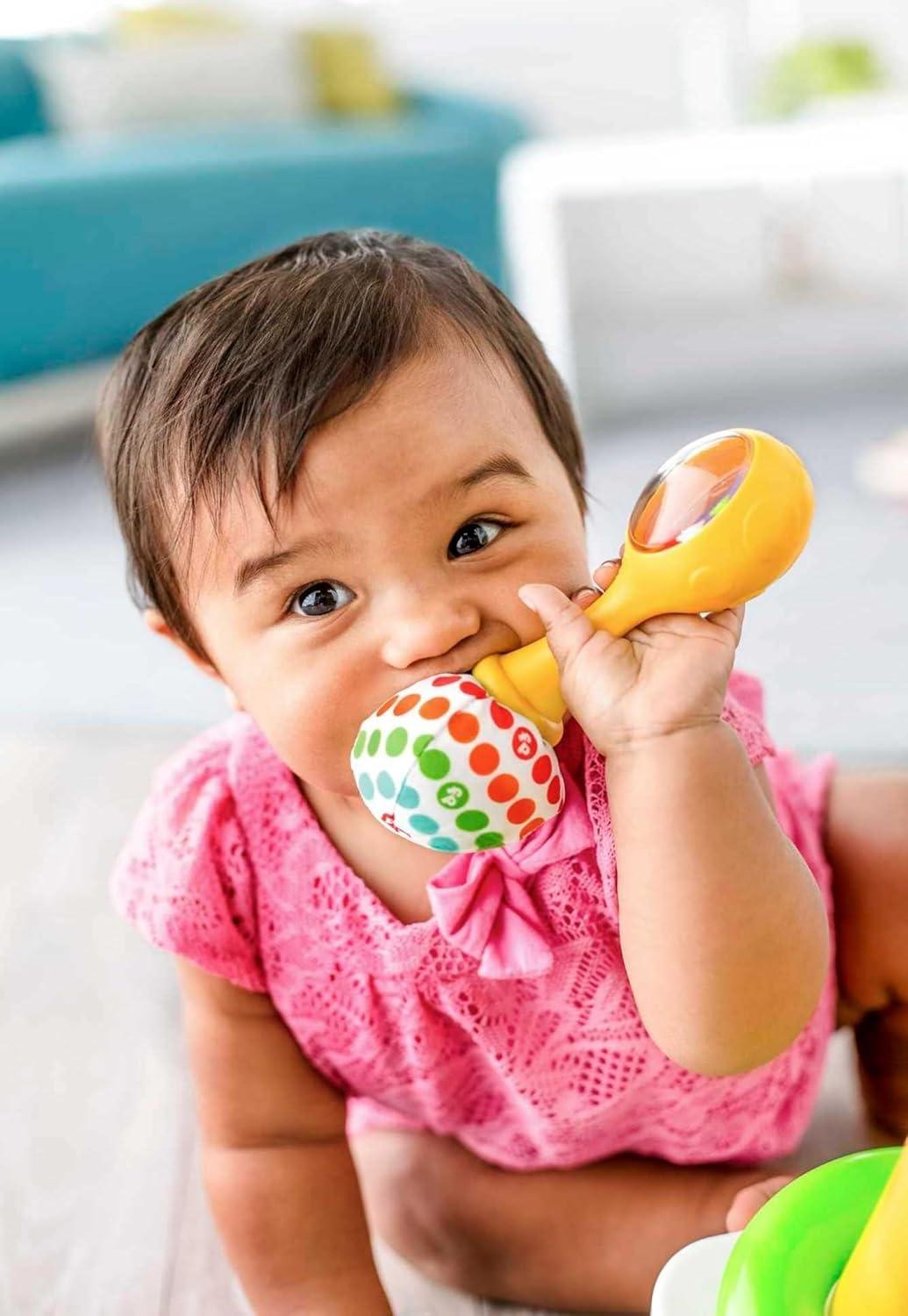 imageFisherPrice Newborn Toys Rattle n Rock Maracas Set of 2 Soft Musical Instruments for Babies 3 Months Blue ampamp Orange2 Piece Set