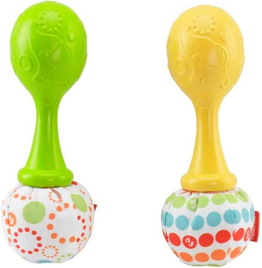 imageFisherPrice Newborn Toys Rattle n Rock Maracas Set of 2 Soft Musical Instruments for Babies 3 Months Blue ampamp Orange2 Piece Set