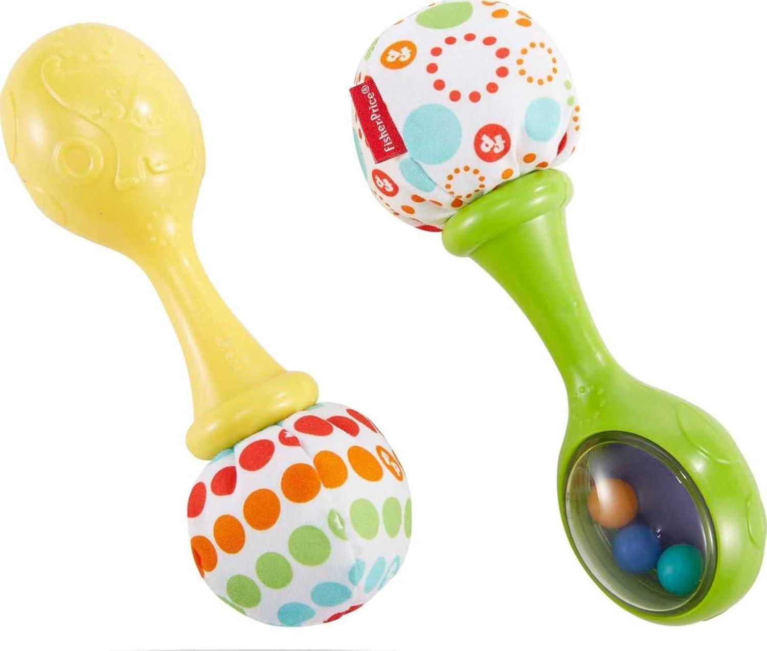 imageFisherPrice Newborn Toys Rattle n Rock Maracas Set of 2 Soft Musical Instruments for Babies 3 Months Blue ampamp Orange2 Piece Set