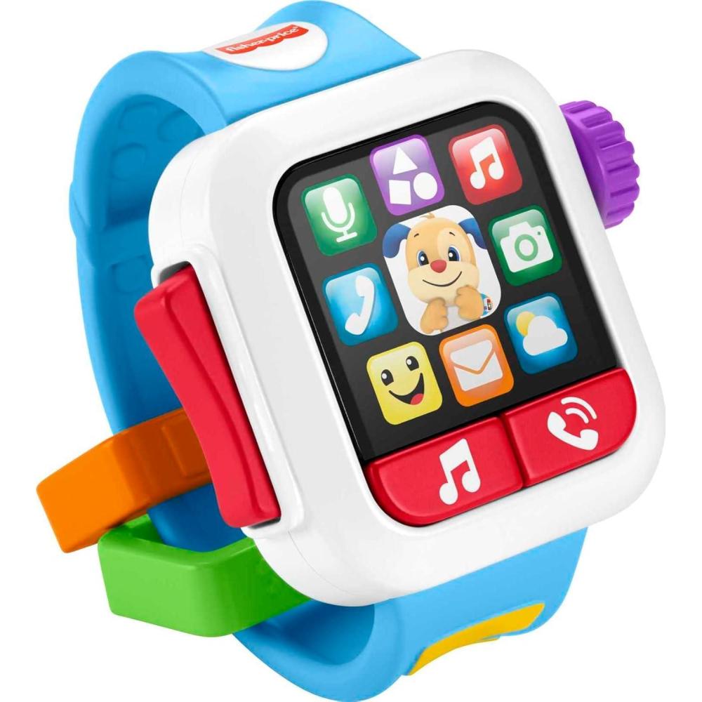 imageFisherPrice Baby to Toddler Toy Laugh ampamp Learn Time to Learn Smartwatch with Lights ampamp Music for Pretend Play Infants Ages 6 Months