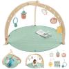 Fisher-Price Wood Baby Playmat Lay & Play Deluxe Activity Gym with Wooden Frame & Tummy Time Sensory Toys for Newborns 0+ Months