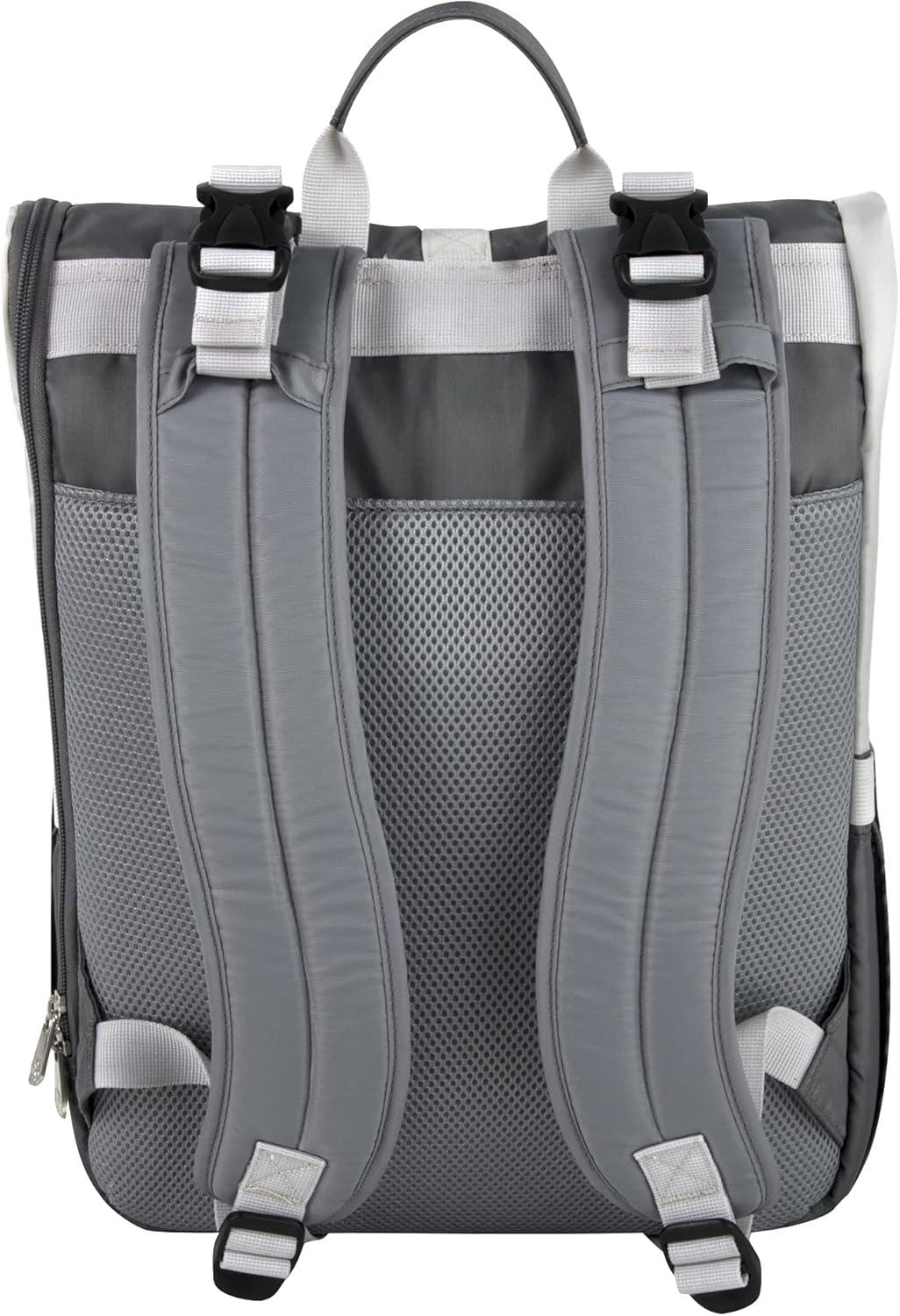 imageFisherPrice MultiPocket 13 Grey Roll Top Diaper Bag Backpack with Portable Changing Pad Stroller Straps Wipes Bottle Tablet Pockets