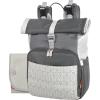 Fisher-Price Multi-Pocket (13) Grey Roll Top Diaper Bag Backpack with Portable Changing Pad, Stroller Straps, Wipes, Bottle, Tablet Pockets