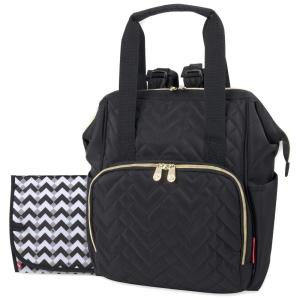 Baby Essentials Quilted Backpack Diaper Bag Tote with Changing Pad, Stroller Straps, Insulated Bottle Compartment (Midnight Black)(Midnight Black)