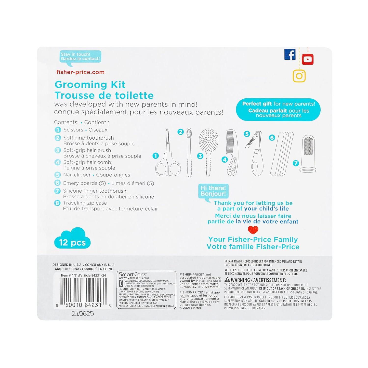 imageSmart Care FisherPrice 12Piece Baby Grooming Kit Newborn Essentials Baby Gift Set Includes Baby Nail Kit Baby Oral Care Baby Hair Brush Baby Comb