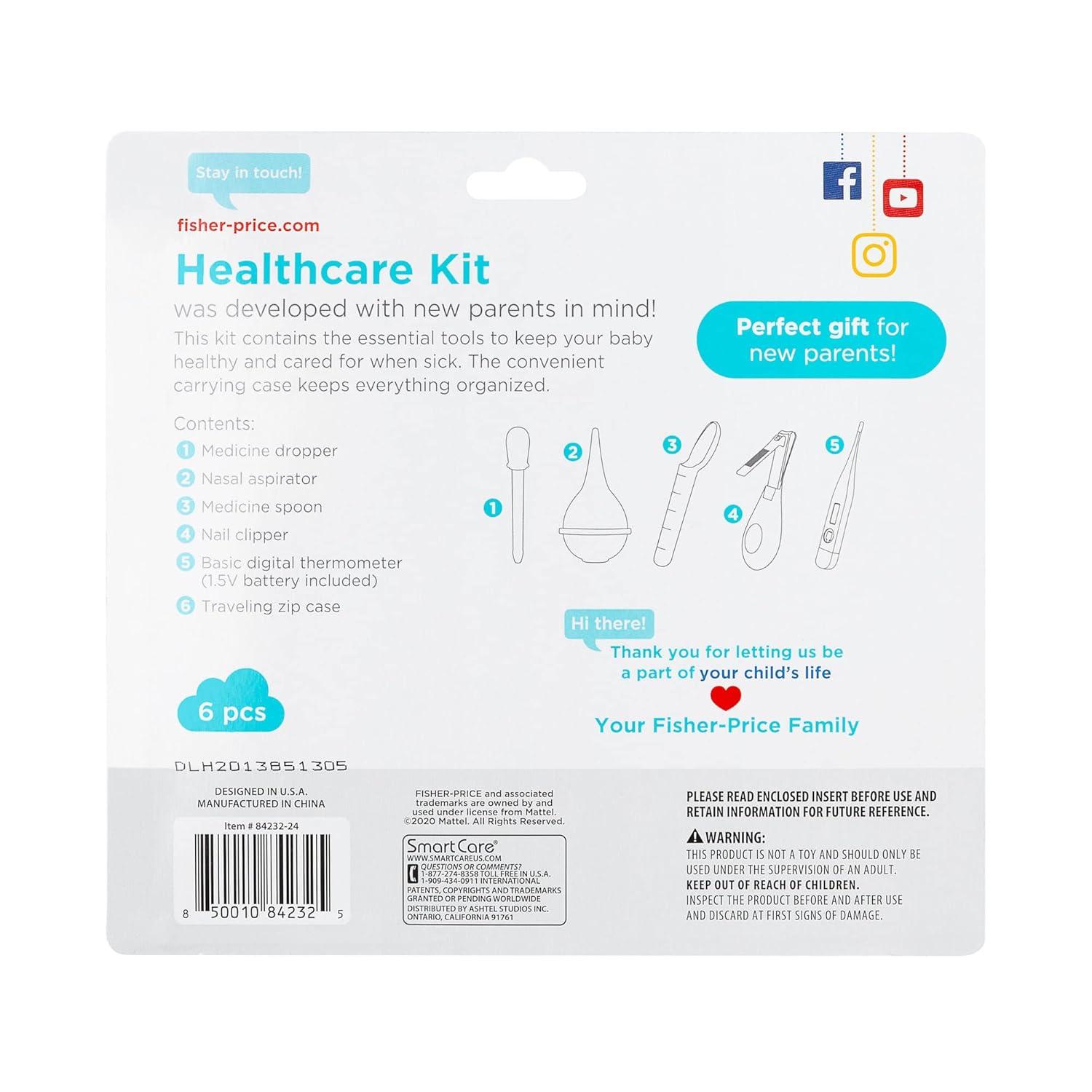 imageSmart Care FisherPrice 6Piece Baby Healthcare Kit Newborn Essentials Baby Gift Set Includes Medicine Dispensers Aspirator Baby Nail Clippers Baby Thermometer6 Piece Set