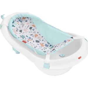 Fisher-Price Baby to Toddler Bath 4-in-1 Sling ‘n Seat Tub with Removable Infant Support and 2 Toys, Climbing Leaves(Pacific Pebble)