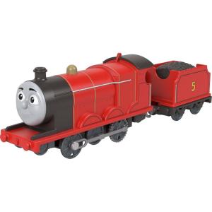Thomas & Friends Mattel Fisher-Price Motorized Toy Train, Classic James Battery-Powered Engine & Cargo Car, Storytelling Play for Preschoolers