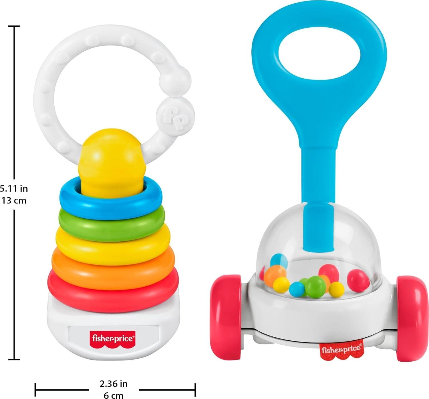 imageFisherPrice Baby Toys Newborn ClassicsPack of Rattle Teether amp Sensory Activities for Developmental Play Ages 0 Months