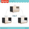 Fisher-Price Siesta 4-in-1 Convertible Full-Size Baby Crib, Matte Black Vintage Oak, GreenGuard Gold, Sustainable Pinewood, Wooden Spindles, 3 Heights, Converts to Day & Toddler Bed, Rail Included(Matte Black Vintage Oak)