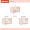 Fisher-Price Siesta 4-in-1 Convertible Full-Size Baby Crib, Matte Black Vintage Oak, GreenGuard Gold, Sustainable Pinewood, Wooden Spindles, 3 Heights, Converts to Day & Toddler Bed, Rail Included(Blush Pink Vintage Oak)
