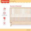 Fisher-Price Siesta 4-in-1 Convertible Full-Size Baby Crib, Matte Black Vintage Oak, GreenGuard Gold, Sustainable Pinewood, Wooden Spindles, 3 Heights, Converts to Day & Toddler Bed, Rail Included(White Vintage Oak)