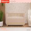 Fisher-Price Siesta 4-in-1 Convertible Full-Size Baby Crib, Matte Black Vintage Oak, GreenGuard Gold, Sustainable Pinewood, Wooden Spindles, 3 Heights, Converts to Day & Toddler Bed, Rail Included(Blush Pink Vintage Oak)