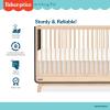 Fisher-Price Siesta 4-in-1 Convertible Full-Size Baby Crib, Matte Black Vintage Oak, GreenGuard Gold, Sustainable Pinewood, Wooden Spindles, 3 Heights, Converts to Day & Toddler Bed, Rail Included(Matte Black Vintage Oak)