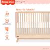 Fisher-Price Siesta 4-in-1 Convertible Full-Size Baby Crib, Matte Black Vintage Oak, GreenGuard Gold, Sustainable Pinewood, Wooden Spindles, 3 Heights, Converts to Day & Toddler Bed, Rail Included(Blush Pink Vintage Oak)