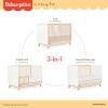 Fisher-Price Siesta 4-in-1 Convertible Full-Size Baby Crib, Matte Black Vintage Oak, GreenGuard Gold, Sustainable Pinewood, Wooden Spindles, 3 Heights, Converts to Day & Toddler Bed, Rail Included(White Vintage Oak)