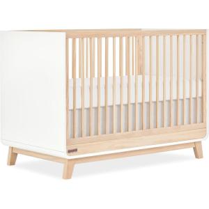 Fisher-Price Siesta 4-in-1 Convertible Full-Size Baby Crib, Matte Black Vintage Oak, GreenGuard Gold, Sustainable Pinewood, Wooden Spindles, 3 Heights, Converts to Day & Toddler Bed, Rail Included(White Vintage Oak)
