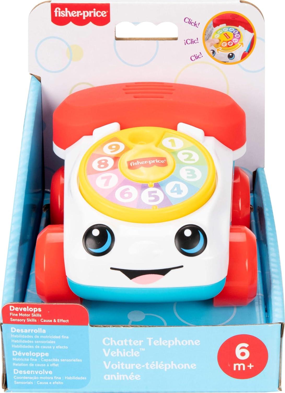 imageFisherPrice Baby Toy Chatter Telephone Vehicle PushAlong with Sounds for Crawling Developmental Play Infants Ages 6 Months