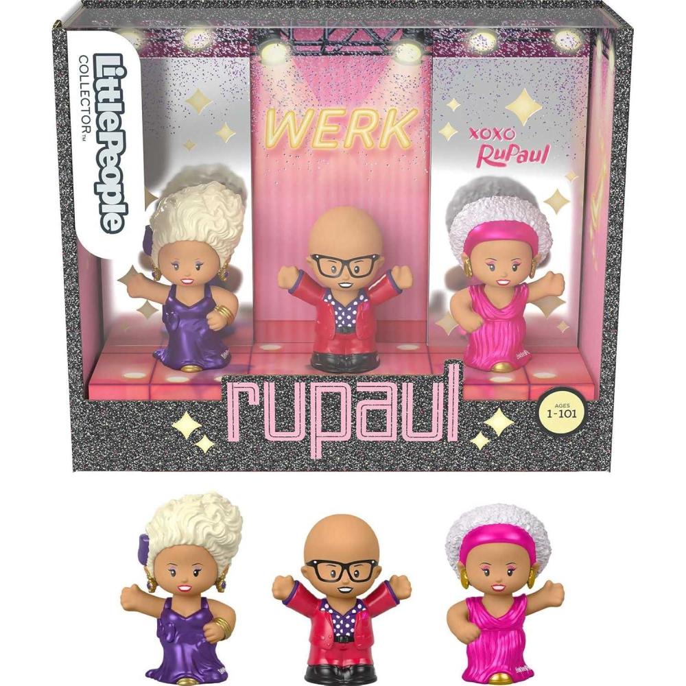 imageLittle People Collector Rupaul Special Edition Figure Set in Display Gift Package for Adults amp Fans 3 Figurines
