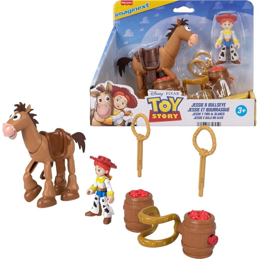 imageFisherPrice Imaginext Jessie amp Bullseye Play Set 3inch Action Figure Bullseye Horse Saddle amp Lasso Projectiles Inspired by Disney and Pixar Toy Story