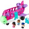 Fisher-Price Little People Barbie Toy Airplane for Toddlers with Lights Music and Folding Stairs, Little Dream Plane, 4 Play Pieces, Multi-Language Version