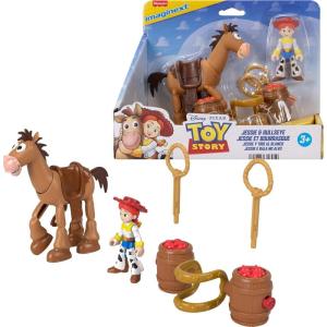 Fisher-Price Imaginext Jessie & Bullseye Play Set, 3-inch Action Figure, Bullseye Horse, Saddle & Lasso Projectiles, Inspired by Disney and Pixar Toy Story