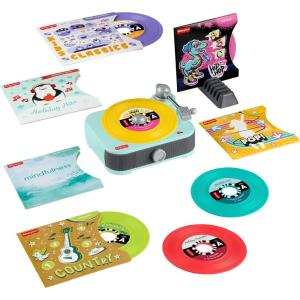 Fisher-Price Musical Toy Barbie Record Player with 5 Records & Display Rack for Preschool Pretend Play Kids Ages 3+ Years(Fisher-Price Record Player)