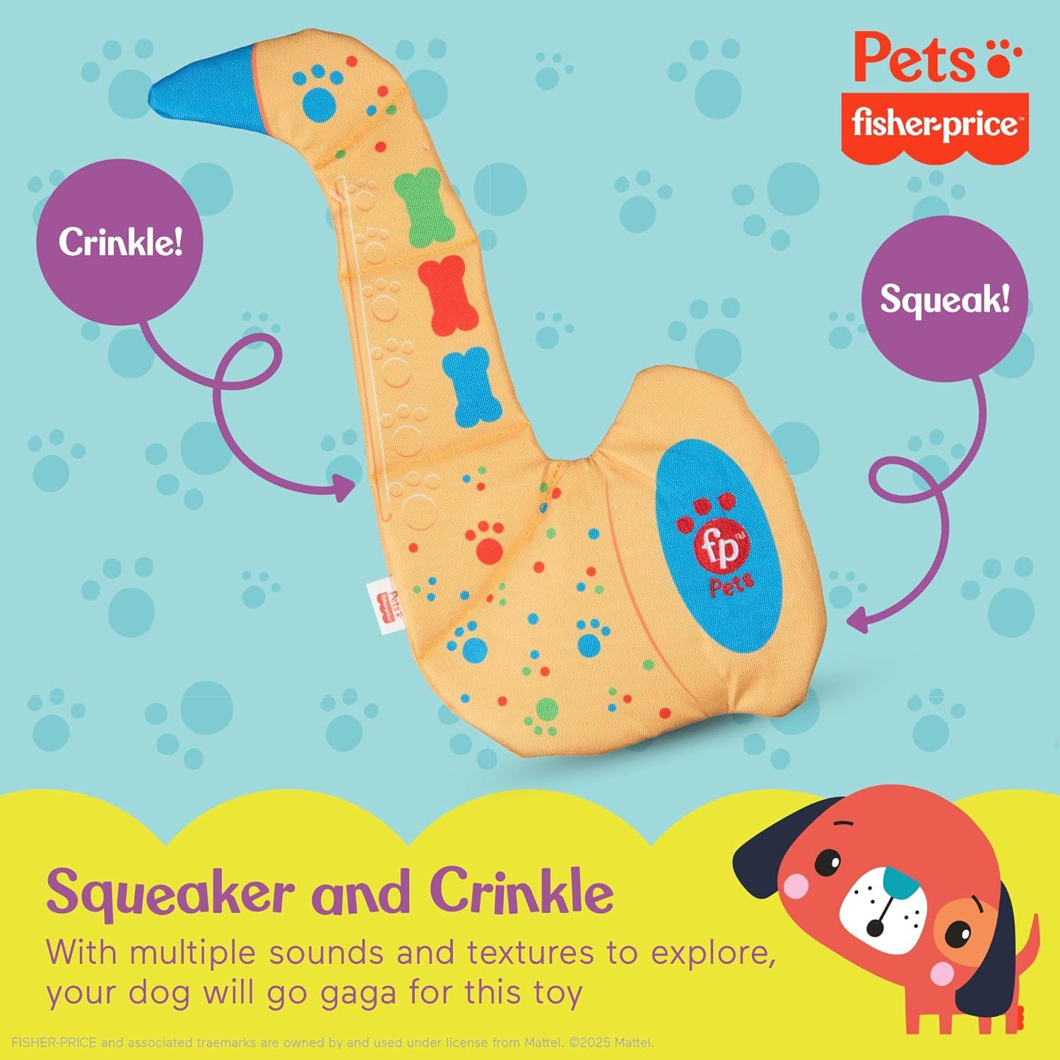 imageFisherPrice for Pets ColorBites Flip Stick MultiFunction Puppy Teething Toy Treat Hide Toy for Puppies Fetch Dog Toy Tug Dog Toy Enrichment Dog ToySaxobone Plush Toy