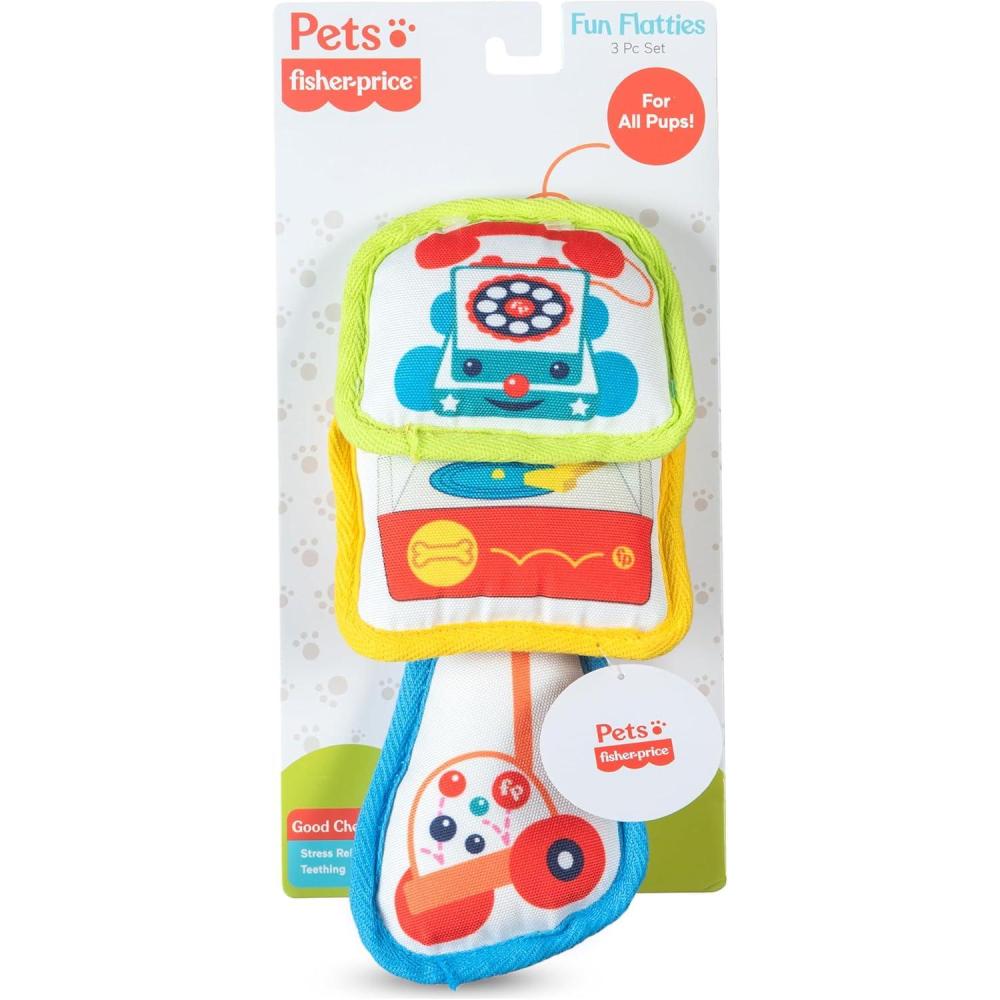 imageFisherPrice for Pets ColorBites Flip Stick MultiFunction Puppy Teething Toy  Treat Hide Toy for Puppies  Fetch Dog Toy Tug Dog Toy Enrichment Dog ToyChatter Phone  Corn Popper   Record Player