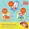 Fisher-Price for Pets ColorBites Flip Stick Multi-Function Puppy Teething Toy – Treat Hide Toy for Puppies – Fetch Dog Toy, Tug Dog Toy, Enrichment Dog Toy(Chatter Phone  Corn Popper  & Record Player)