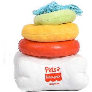 Fisher-Price for Pets ColorBites Flip Stick Multi-Function Puppy Teething Toy – Treat Hide Toy for Puppies – Fetch Dog Toy, Tug Dog Toy, Enrichment Dog Toy(Attack-A-Stack Toy)