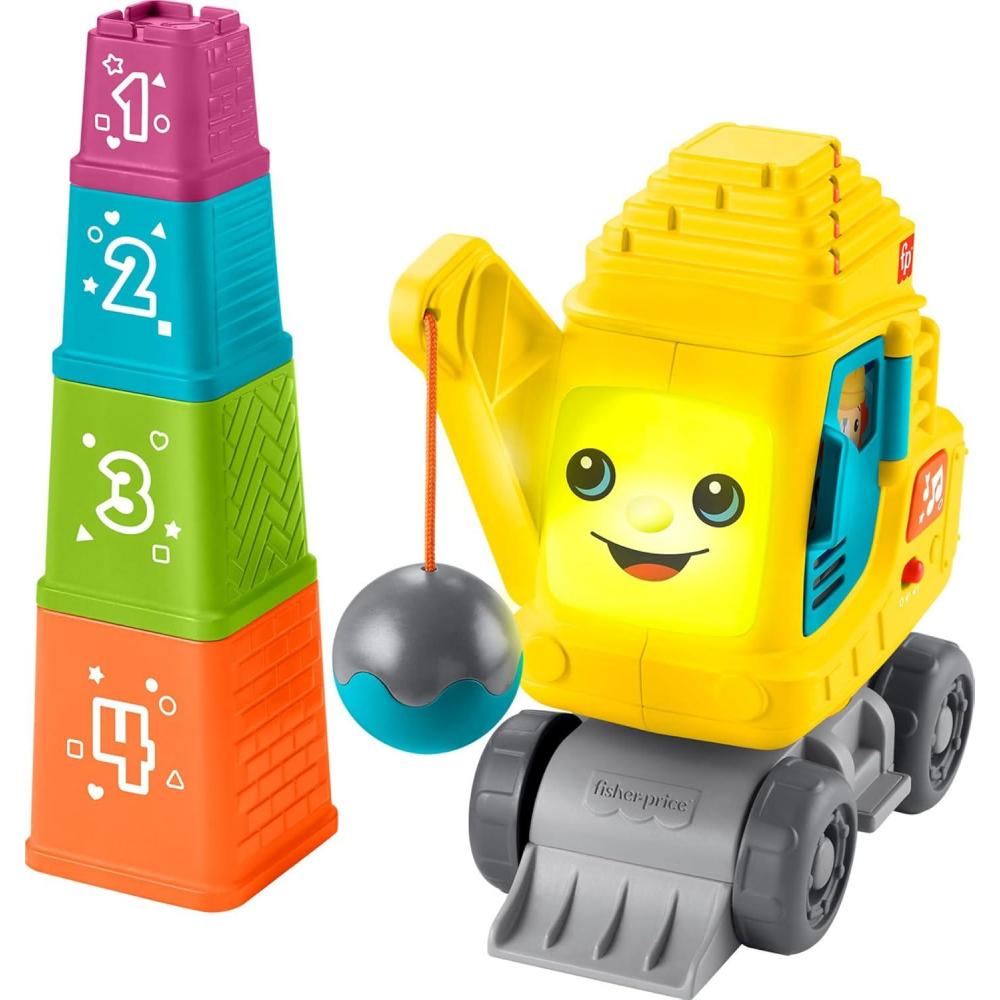 imageFisherPrice Baby amp Toddler Learning Toy Count amp Stack Crane with Blocks Lights Music amp Sounds for Infants Ages 9 MonthsSmall
