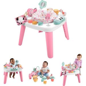 Fisher-Price Baby to Toddler Toy 3-in-1 Musical Moments Activity Center & Play Table with Music Lights & Developmental Activities(Pink)