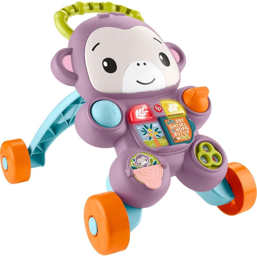 imageFisherPrice Baby Walker Learn with Me Purple Monkey Learning Toy with Music Lights amp Activities for Infants amp Toddlers Ages 6 Months
