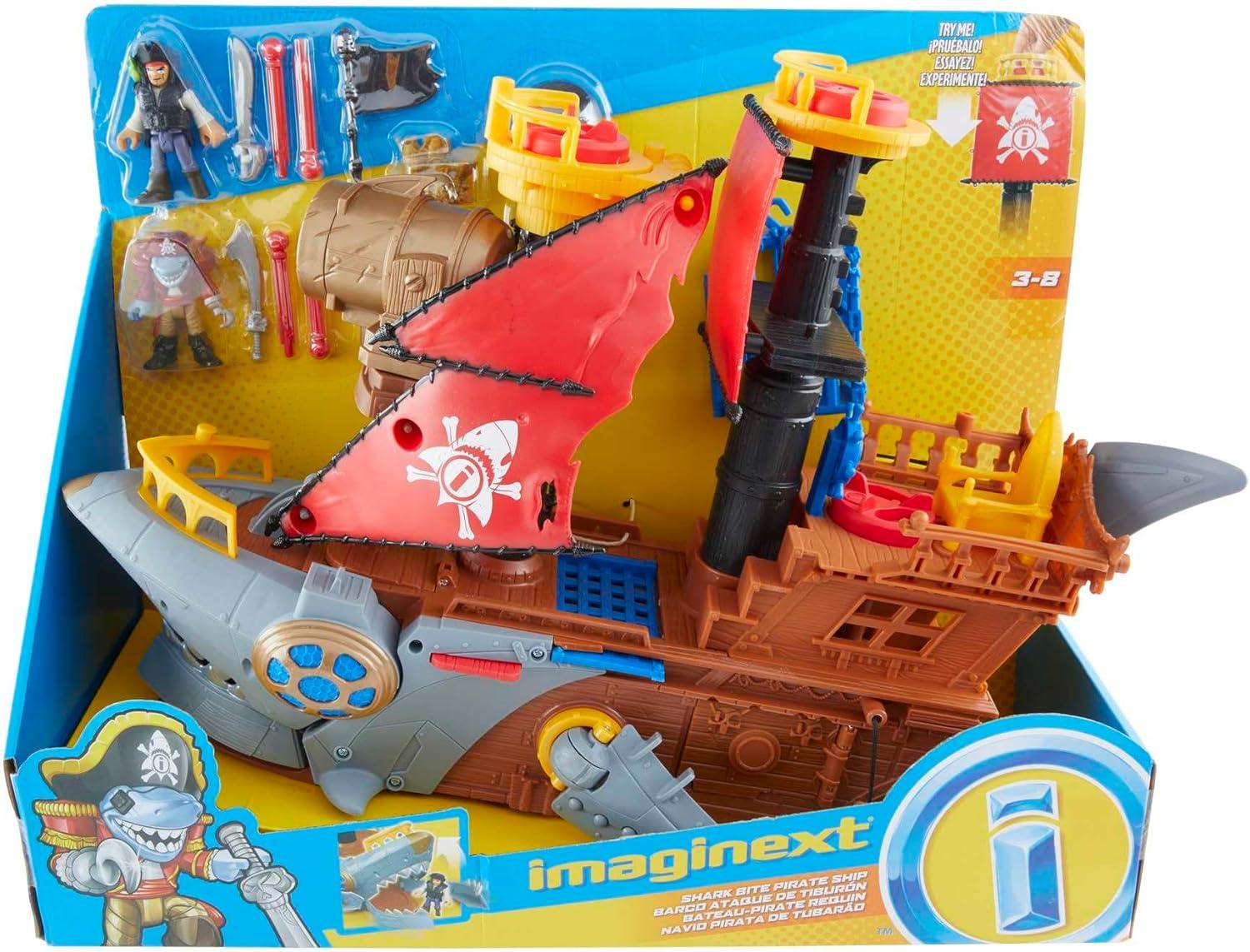 imageFisherPrice Imaginext Preschool Toy Shark Bite Pirate Ship Playset with Figure amp Accessories for Pretend Play Kids Ages 3 Years Amazon ExclusiveStandard