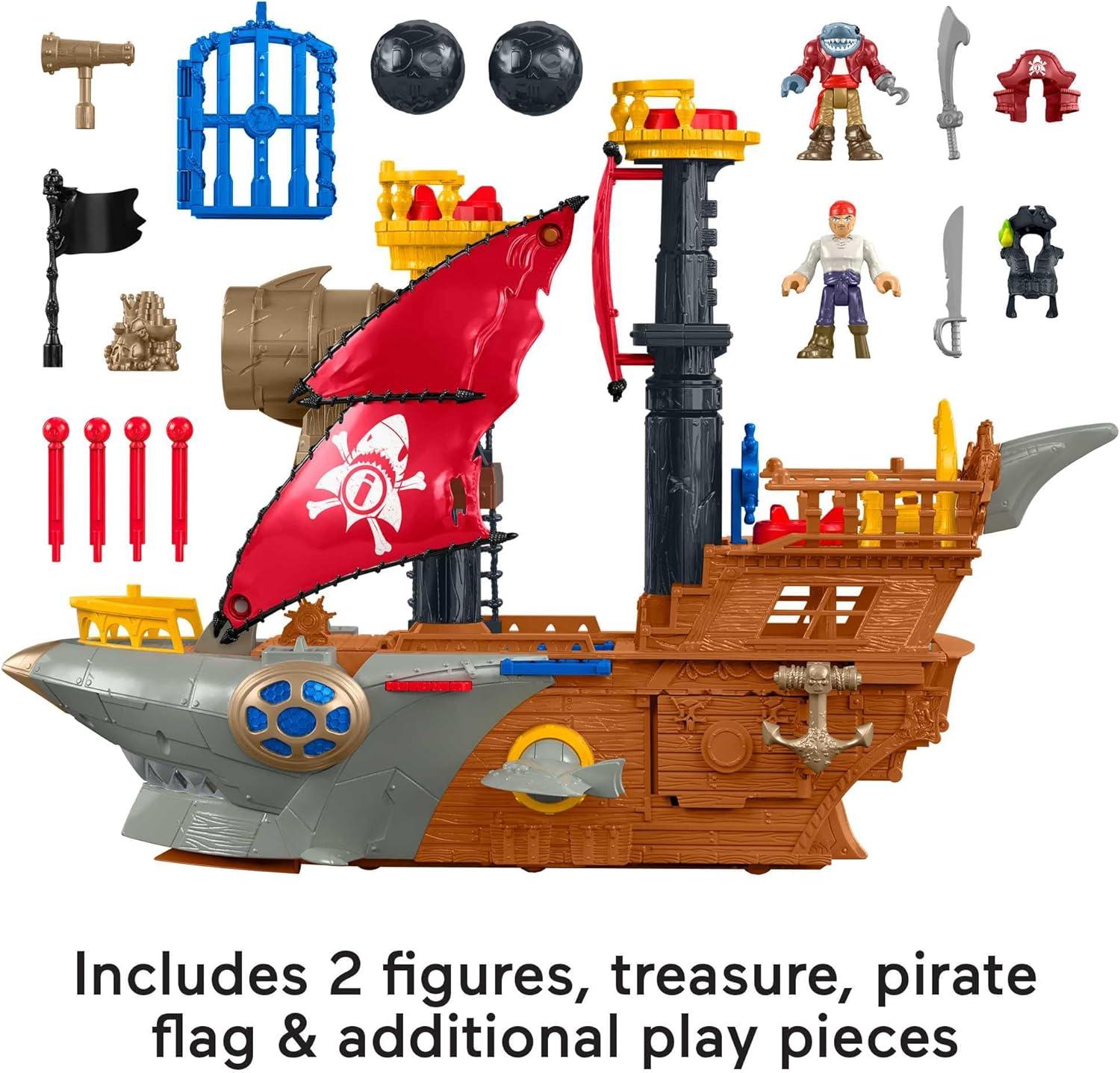 imageFisherPrice Imaginext Preschool Toy Shark Bite Pirate Ship Playset with Figure amp Accessories for Pretend Play Kids Ages 3 Years Amazon ExclusiveStandard