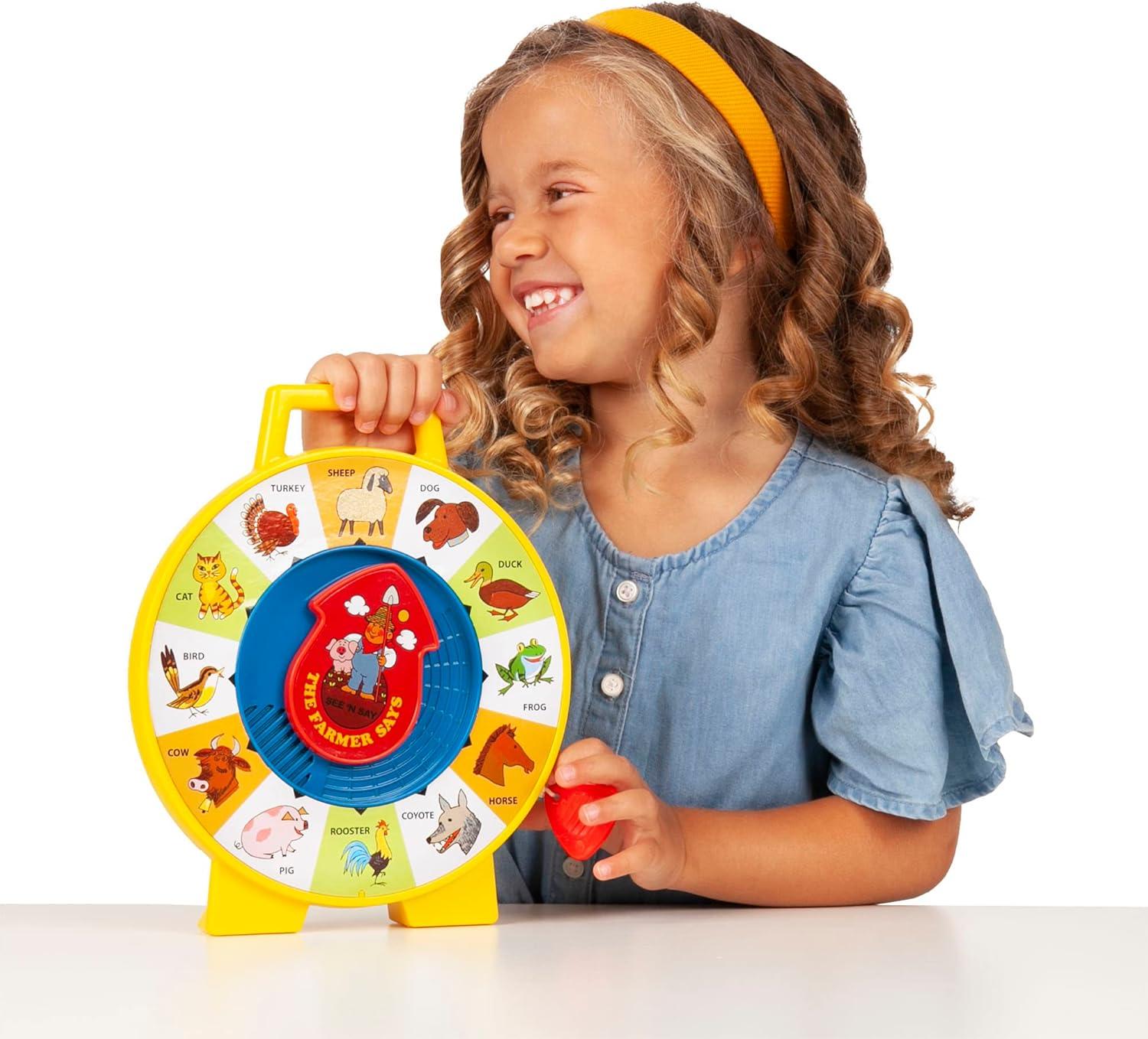 imageFisher Price Classics Farmer Says See n Say Vintage Learning Toy Sounds and Animals Interactive Retro Game for Kids Girls Boys Baby Preschoolers Toddlers Unisex Ages 18 Months