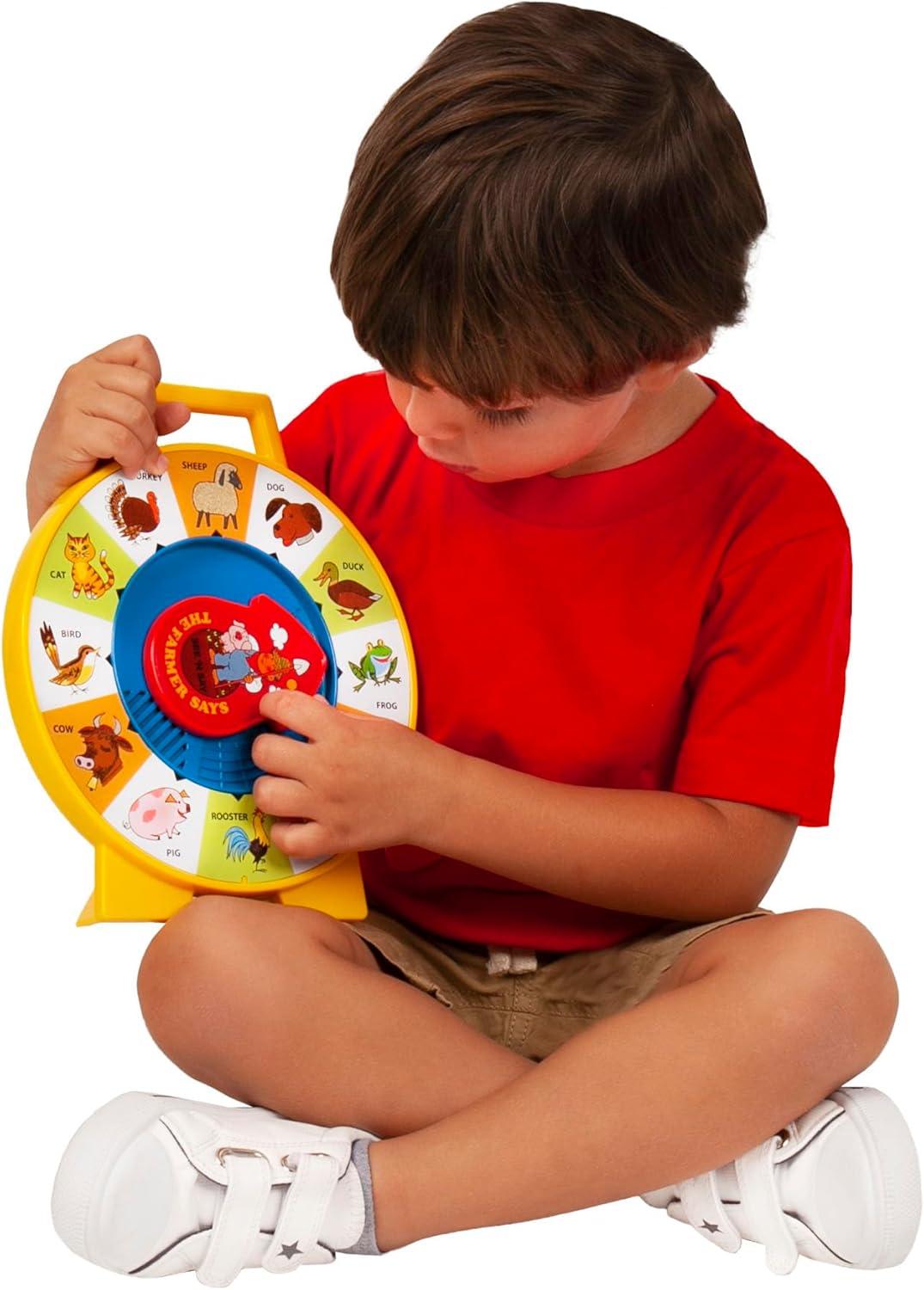 imageFisher Price Classics Farmer Says See n Say Vintage Learning Toy Sounds and Animals Interactive Retro Game for Kids Girls Boys Baby Preschoolers Toddlers Unisex Ages 18 Months