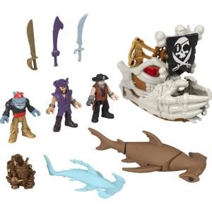 Fisher-Price Imaginext Billy Bones Pirate Bundle Playset with 3 Action Figures & Toy Boat with Skeleton Hands and Launcher, 7 Accessories (Amazon Exclusive)
