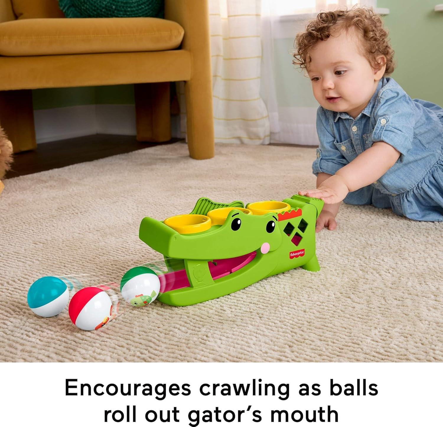 imageFisherPrice Baby Toy Sit amp Tap Rolligator Crawling Activity with Pounding Hammer amp 3 Balls for Developmental Play Infants Ages 9 Months