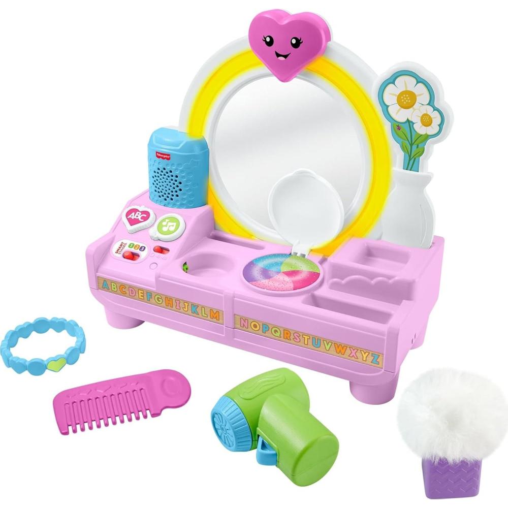 imageFisherPrice Baby Toy Lets Get Ready Vanity Laugh amp Learn Musical Learning Playset 4 Accessories for Toddler Pretend Play Ages 1 Years