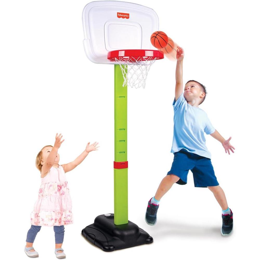 imageFisherPriceHoopsBasketball Sturdy amp Durable Kids Shoot Hoops Basketball Games Easy Assembly Adjustable Heights Ages 15